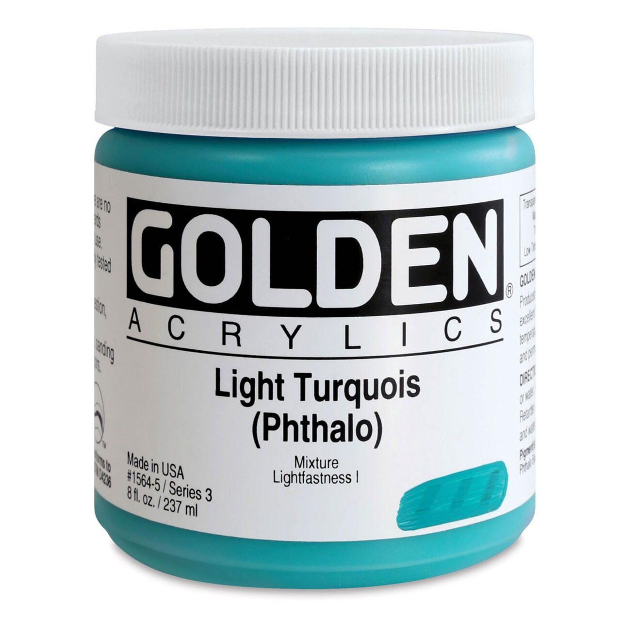 Golden Heavy Body Artist Acrylics - Light Turquoise (Phthalo), 8 oz Jar